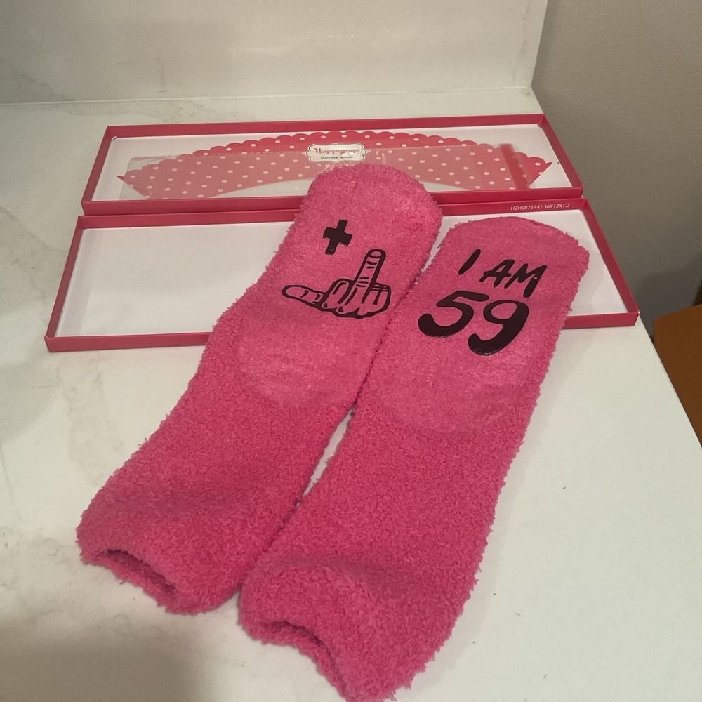 HAPPYPOP 60th Birthday Gifts Ideas  60 Year Old Gift Pink Socks Novelty Women